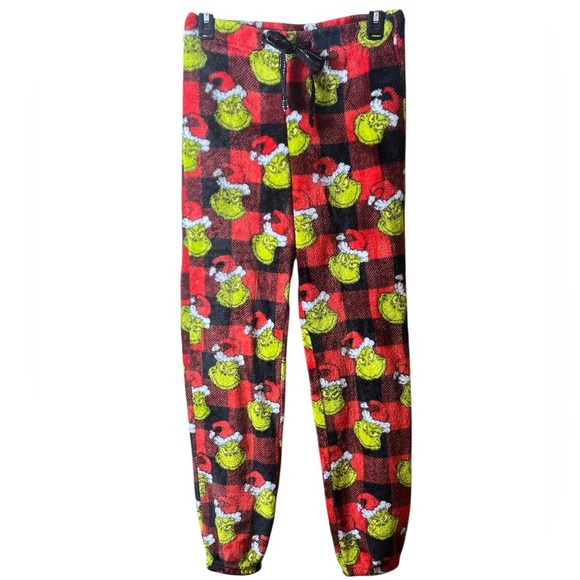 Dr. Seuss Cozy Grinch Santa Hat Holiday Pajama Pants - Red and Green Size Small - Picture 1 of 7
